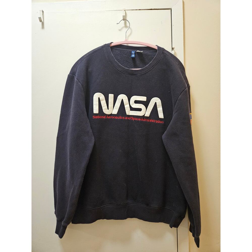 Divided by H&M Navy Blue Pullover NASA Crewneck Sweatshirt, Men's Large